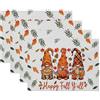 Uposao Set di 4 tovagliette all'Americana in Lino di Cotone Stampato del Ringraziamento, tovagliette rettangolari Lavabili con Motivo a Zucca Tovaglietta Autunnale Resistente al Calore 30x45 cm