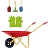 Theo Klein 7669 Carriola per bambini con accessori I In metallo, portata fino a 10 chili I Include robusti attrezzi da gioco di giardino I Giocattoli per bambini dai 3 anni in su