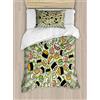 ABAKUHAUS Sushi Set Copripiumino, Manga Cucina Giapponese, 2 Pezzi con 1 Fodera Cuscino, 130 x 200 cm - 70 x 50 cm, Nero Verde