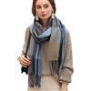 Baynetin Sciarpa Tartan Donna Inverno,Lungo Oversize Scialle In Cashmere Ombre Pashmina Sciarpe,Grande Wrap Maglia Scialle Morbida Calda Stole Sciarpe Con Nappa (Grigio Blu)