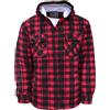 G Street Camicia imbottita da uomo con colletto in flanella con cappuccio e cappuccio a quadri, spessa trapuntata, da lavoro, in caldo pile termico foderato in pelliccia, cappotto casual, Rosso, XL