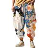Generic Pantaloni harem da uomo, stampa fantasia, gamba larga, pantaloni della tuta larghi a cavallo basso, pantaloni da yoga, hippie per il tempo libero, pantaloni larghi bohémien, pantaloni larghi con