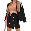 ORANDESIGNE Tailleur Donna Gonne e Giacca Tuta Due Pezzi Blazer + Minigonna Completo Elegante Tailleur Sexy Moda Business OL Formale per Ufficio Slim Fit Completo Tailleur b Nero XS