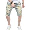 ORANDESIGNE Pantaloncini in Denim Uomo Estate Pantaloncini a Jeans Pantalone Corto Vintage Strappati Shorts Bermuda Badge Shorts Jeans 1/2 Pantaloni Traspirante Slim Fit E 01 M
