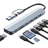 Obllemn Hub USB C, 8 in 2, USB Hub 3.0, 8 in 1 Adattatore Multiporta con porte USB 3.0, lettore di schede SD/TF, USB-C e 3 porte dati USB 2.0, splitter USB per Macbook Air/Pro, Galaxy, Ipad, Windows, iPad