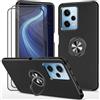 Dechyi cover per Redmi Note 12 Pro 5G/POCO X5 PRO (6.67) e 2 Pellicola Vetro Temperato Custodia con anello Robusto Durevole custodia protettiva- Nero