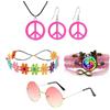 NebulaGlam 5pcs Costume Hippie Accessori, Anni 60-70 Hippie, Set di Accessori Hippie Costume, Set Costume Hippie Retrò Accessori, Hippie Costume Set per Feste, Carnevali
