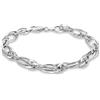 Tuscany Silver Bracciale da Donna in Argento Sterling Placcato Rodio con 7,7 mm Doppio Link Ellittico da 19 cm/7,5