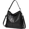 Coolives Borsa a spalla Hobo Borsa a mano con Tracolla da Donna in Pelle PU Vintage Borsetta Borsa a mano spalla Borsa a Tracolla Elegant Borsa Bauletto Borsa Crossbody Nero
