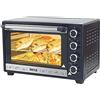 Bakaji Forno Fornetto Elettrico Ventilato Capacità 38 litri Potenza 1600W Temperatura Regolabile fino a 230° 4 Funzioni Elenti Riscaldanti in Acciaio con Luce Interna Funzione Timer Girarrosto