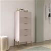 DEGHI Cassettiera 52x131h cm con 5 cassetti cashmere opaco cannettato e gambe oro - Gwyneth
