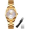 SKMEI Orologi da donna donna moda impermeabile vestito business acciaio classico analogico al quarzo semplice moglie ragazze regali oro orologio da polso, L1620oro, Bracciale
