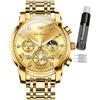 OLEVS Orologio da uomo con codice orario e cinturino in acciaio inossidabile, impermeabile, multifunzione, al quarzo, orologio rotondo di lusso da uomo, Moderno