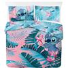 Jay Franco Completo Piumone Matrimoniale 100% Cotone Disney Lilo & Stitch Floreale - Include federe per Cuscini 50 x 70