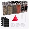 Deodak Barattoli Spezie 12x120ml, Contenitori Spezie per Cucina, Trasparente Barattoli di Vetro Ermetici, Con Setaccio, Etichette, Penna, Spazzola, Imbuto Barattoli Porta Spezie