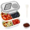 Kasanni Lunch Box con scomparti, lunch box, contenitore per pranzo e insalata, bento box con cucchiaio, snack box, pranzo, per adulti e bambini, senza BPA (Bianco)