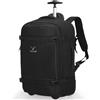 Hynes Eagle 42 Litri Borsa Da Viaggio Zaino Trolley Da Con Rotelle Borsa Da Viaggio a Mano per Uomini E Donne 17 Pollici Con Taschino per Bottiglia D'acqua 54x35x23cm Nero