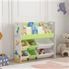 [en.casa] Scaffale per Cameretta con Contenitori Morbidi a Scaletta per Libri e Vaschette Porta Giochi Mobile a Misura di Bimbi 78x86x27 cm Decorazione Dinosauro