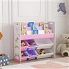 [en.casa] Scaffale per Cameretta con Contenitori Morbidi a Scaletta per Libri e Vaschette Porta Giochi Mobile a Misura di Bimbi 78x86x27 cm Decorazione Unicorno