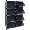 LILIIN Scarpiera fai da te, 3 file a 8 livelli, in plastica, con chiusura magnetica, organizer modulare, per armadio, corridoio, camera da letto, ingresso, 122 x 32 x 124 cm