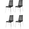 t m c s Tommychairs - Set 4 sedie Madrid per cucina e sala da pranzo, scocca in multistrato imbottita e rivestita in pelle artificiale nera e basamento in tubo d'acciaio cromato