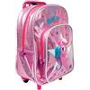 PERLETTI Mini Trolley Bambino Bambina con Tascone - Zainetto Scuola Asilo Bimbo Bimba con Ruote e Spallacci - Borsa Bagaglio da Viaggio Olografica Catarifrangente - 36x26x15 cm (Unicorno)