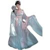 AJOHBM Vestito Hanfu Donne Camicia Carnevale Fata Cosplay Fata Vestito Danza Vestito Cinese, Blu, S