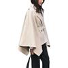 Suncadmious da Donna Elegante Risvolto Colletto Lana Misto Papillon Poncho Mantello Giacca con Cintura (Beige,M)