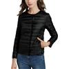 Tiasdnhod Donna Giacche Di Piumino,Giacca Da Donna Piumino Corto Cappotto Invernale Leggero E Caldo Manica Lunga Girocollo (Nero,S)