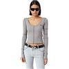 Diesel T-Ribby Long Top da Donna Maglia a Maniche Lunghe (IT, Testo, M, Regular, Regular, Grigio)