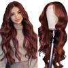 Creuost #33 Reddish Brown 4x1 HD Lace Front Human Hair Wig Brazilian Virgin Human Hair Wigs For Women Body Wave No Tangles 150% Density Glueless Human Hair wigs 18 Pollice