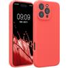 kwmobile Cover per iPhone 16 PRO Max Custodia - Back Case per Smartphone in Silicone TPU - Protezione Gommata - Corallo Fluorescente