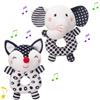 EIKADA Giocattoli per bambini con sonaglio animale nero e bianco, giocattolo sensoriale per bambini 3 6 9 12 mesi neonato (2 confezioni)