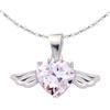 CLEVER SCHMUCK Collana da donna con ciondolo a forma di cuore, 11 mm, con zirconi, con ali d'angelo, catena di ancora, 42 cm, in argento Sterling 925