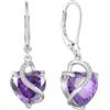 JO WISDOM Orecchini Pendenti Cuore Argento 925 Donna con Cuore 3A Zirconia cubica Febbraio Birthstone Colore Ametista