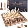 DYDHRER Scacchiera 2 in 1 in legno di alta qualità, portatile, pieghevole, gioco di scacchi per bambini, set magnetico per feste e attività, 39 x 39 cm