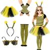 Connextion Costume da ape da ragazza, costume da ape Maia, costume da carnevale da donna, fascia in tulle, calzini a righe, guanti lunghi, occhiali da api, travestimento da donna