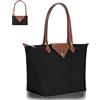 BOJLY Borse Tote da Donna Borse a Tracolla Elegante da Donna in Nylon Impermeabile Borsa con Manico Superiore Borsa da Viaggio Pieghevole da Spiaggia per Lavoro, Shopping, Grande Nero