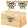 Zerodis 2pcs Serratura Antica Vintage Design Alloy Latch Retro a Forma di Farfalla Decorativo Blocco Serratura Hasp Pad con 12 Viti per Legno Contenitore di Monili
