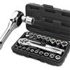 Hi-Spec Set chiavi bussola metriche, chiave a bussola a cricchetto, attacco 1/4 e 3/8, prolunghe, in valigetta portautensili compatta, 22 pezzi