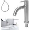 Minnhua Rubinetto Bagno Lavabo Acciaio Inossidabile, Rubinetto Bidet con Tubo Flessibile, Rubinetto per Acqua Fredda, Rubinetti Lavandino per Lavabi Cucina e Bagno (Uscita Acqua Curva)