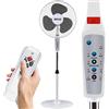 BAKAJI Ventilatore a Piantana con Telecomando, Potenza 50W 3 Velocità, Pale da 40 cm, Altezza ed Inclinazione Regolabile Fino a 130 cm, Funzione Timer, Base Rotonda, Oscillazione Orizzontale (Bianco)