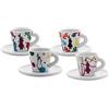 Bialetti Set 4 Tazzine Con Piattino Espresso Arte