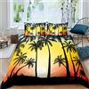 Loussiesd Set di biancheria da letto con palme Hawaii Beach Vacation Copripiumino per bambini ragazzi e ragazze tropicali Piante Trapunta Rami Botanici Copriletto Collezione 2 Pz Singolo