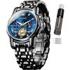 OLEVS Orologio da Uomo Time Code Cinturino in Acciaio Inossidabile Luminoso Impermeabile Multi Funzionale Quadrante Secondario Orologio Business Elegante al Quarzo Rotondo Orologi di Lusso per Uomo