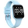 Focwony Orologio digitale per bambini, impermeabile, con contapassi, display a LED, cronometro, per bambini, ragazzi, ragazze, adolescenti, Azzurro, misura unica, Moderno
