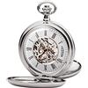 Regent Orologio da taschino da uomo Savonnette scheletro 51 MM meccanico a carica manuale numeri romani in diverse varianti, argento, Classico