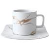 YDoLimmer Set di tazze da caffè in porcellana, con piattino, effetto marmo, in ceramica, 90 ml, colore: bianco