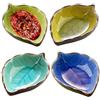 Fahibin 4 pezzi Mini Piattino in Ceramica,Ciotole per Salse in Ceramica a Forma di Foglia,Piatti in Ceramica a Forma di Foglia per Contorni, Dessert, Antipasti, Zuppe e Minestre