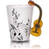 Exogio Tazza da caffè a forma di chitarra creativa in ceramica tazza da tè in porcellana, note musicali e cappuccino, interessante tazza d'acqua, tazza per la colazione, regalo, collega